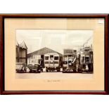 Three large monochrome photographs of early/mid 20th century Bournemouth buses and Tramways,