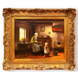 20th Century Continental School. Romantic 19th Century kitchen interior study with young girl and
