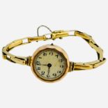 A ladies 9ct gold 1920’s cocktail watch, on expanding bracelet, weighs 17.5 grams