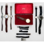 A collection of assorted wristwatches comprising a gold-plated Smiths example, boxed, a gents