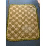 A hand-made Welsh wool Gorse Garden Knot fringed throw, 100x70 inches (rectangular area of fading