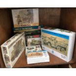 A collection of boxed U.S. Army, mostly 1/35 scale, model assembly kits by Tamiya, Italeri,