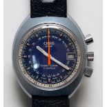 A gents stainless steel Oris Star Chronoris wristwatch, the blue dial with applied batons denoting