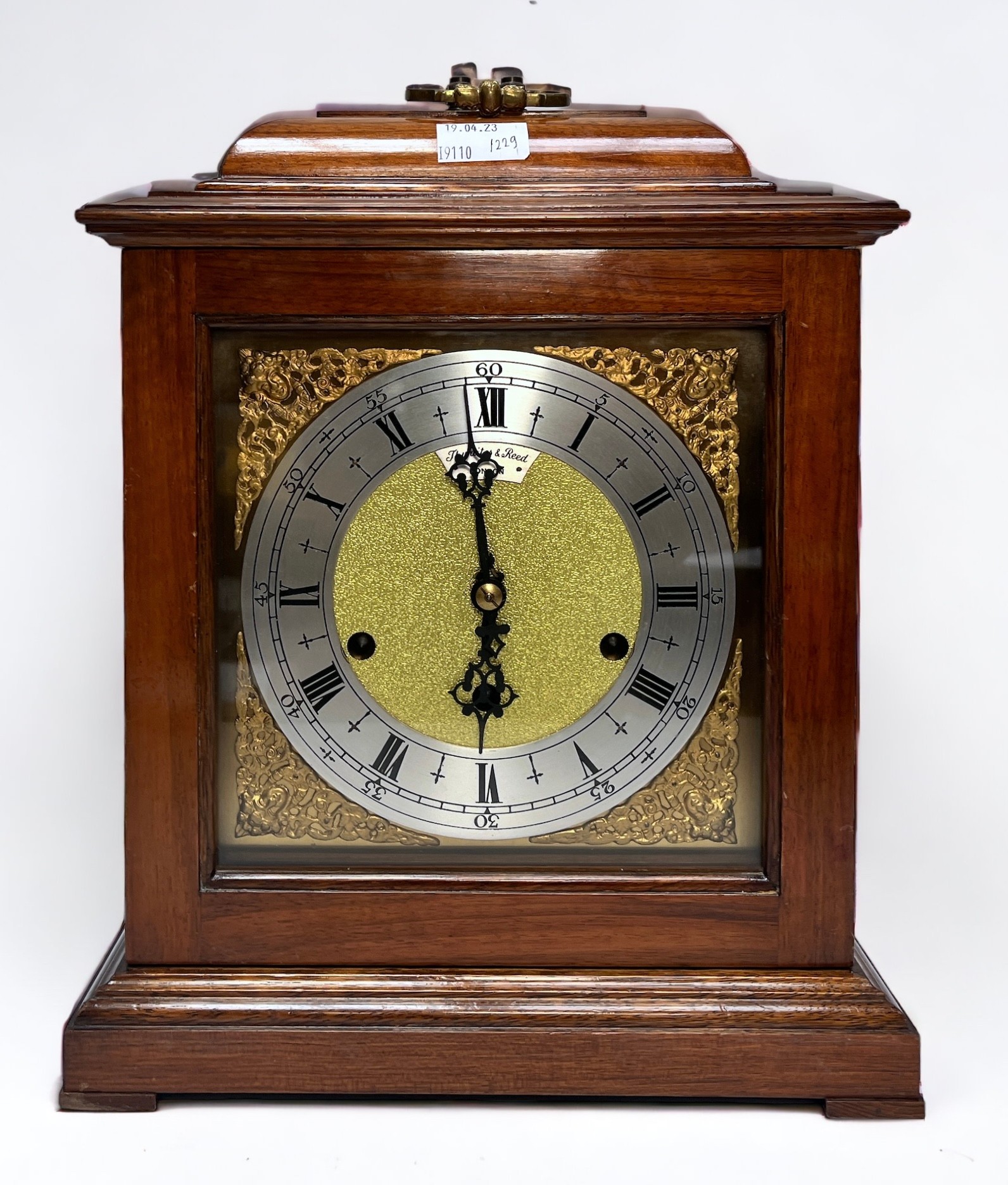 A 'Thwaites & Reed' eight-day striking and chiming mantel clock, with later Tander DA-010 movement