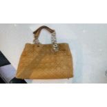 A Dior beige coloured, quilted leather Cannage pattern shopper bag, double top chain and leather