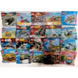 Thirty-two various sealed Lego polybag sets, to include, Lego City, Star Wars, Super Heroes: DC