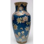 An early 20th century Japanese Satsuma earthenware vase, of ovoid form with cylindrical neck and