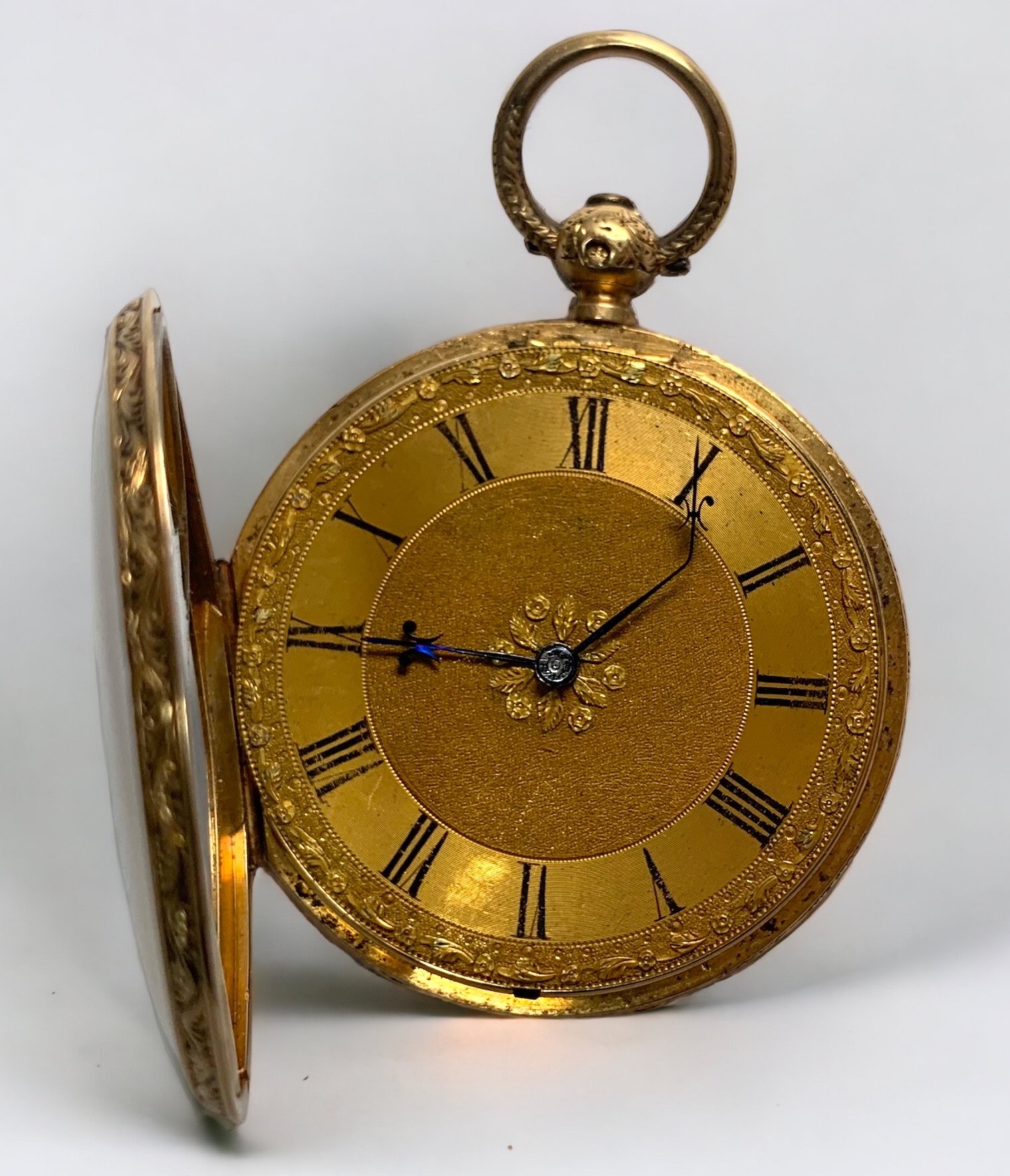 An 18ct gold cased open-face pocket watch, the gilt dial with Roman numerals denoting hours, the - Image 2 of 4