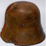 A WW1 Imperial German M16 Helmet, 1916-1917 (Italian Front), generally as found, rusted through in