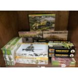 A collection of eleven boxed WWII German Military scale model figures and vehicle assembly kits,