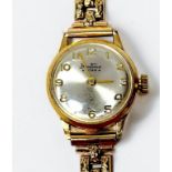 A ladies 9ct gold Bentima Star wristwatch, the silvered dial with Arabic numerals denoting hours, on