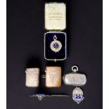 An early 20th century silver and enamel football medal for Police v Portsmouth City Trams, Fratton