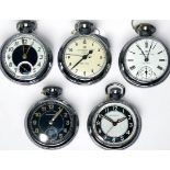 Five various white metal open-face pocket watches by Ingersoll, including two Triumph examples, each