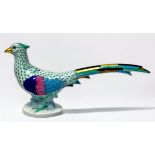 A large Herend porcelain figure of a pheasant. 30cm long
