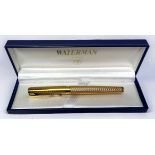 A vintage gold-plated Waterman fountain pen, with 18ct gold nib, in branded box