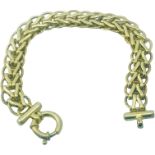 A 9ct yellow gold bracelet, with textured circular, and smooth stirrup design links, oversized