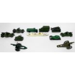 A quantity of Dinky Toys unboxed die-cast early military vehicles comprising, 151a Medium Tank