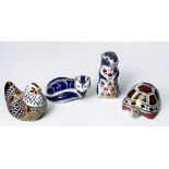 Royal Crown Derby Porcelain paperweights, four, comprising Chipmunk, Tortoise, Hen and fox