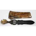 An Afrifcan proto short-sword/dagger, possibly Congolese, 63cm long, with horsehide-covered wooden