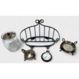A collection of assorted silver and silver-plate, comprising, a silver cased pocket watch, the white