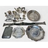 A small collection of assorted silver ware including a teapot by William Henry Leather,