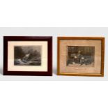 After JMW Turner, fishing boats in choppy seas, steel engraving, together with F. Dadd - 'Family