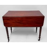 An early 19th century mahogany Pembroke table, rectangular form with a single freize drawer and
