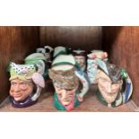 Ten various Royal Doulton large character jugs, including 'The Trapper,' 'Neptune,' 'Smuggler,' 'Old