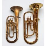 A cased B & H ‘400’ three-valve brass euphonium horn, made for Boosey & Hawkes, in padded and fitted