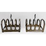 A pair of four-division silver toast racks by Viners, Sheffield, 1963, 7.5cm long, gross weight 3.