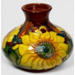A Moorcroft pottery vase in the Inca Sunflower design by Rachel Bishop, of compressed globular