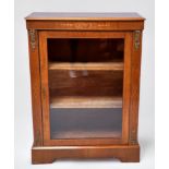 A Victorian walnut single-door pier cabinet with boxwood stringing, marquetry and gilt-brass mounts,
