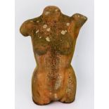 A German terracotta sculpture modelled as a female torso, by Eschbach, makers stamp to base, 74cm