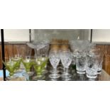 A collection of assorted glassware comprising, a pair of Rene Lalique ‘Reims’ tumblers, blown-