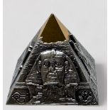 The Pyramid Of Khafre, Masterpieces Of Art. 5oz Antique Finish Silver Pyramid Coin, 250 Francs,