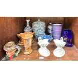 Various ceramics including a pair of Royal Worcester porcelain shell-and-sea creature table salts,