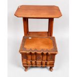 A 20th century Oriental carved hardwood sewing box, with hinged top and drawers, raised on small