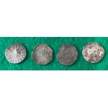 Four British hammered silver coins - pictured left to right are 1) an Edward I (1272-1307) long