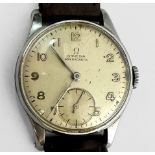 A vintage stainless steel Omega wristwatch, C.1940’s, the silvered dial marked ‘Non Magnetic’,