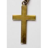 A 9ct yellow gold cross and 9ct yellow gold chain, no clasp, total weight 8.3 grams.