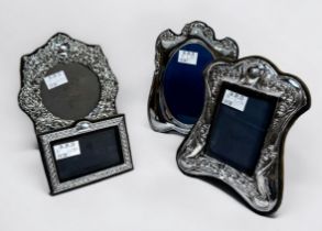 Three assorted silver easel picture frames including two examples by Keyford Frames Ltd and an