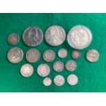 Various foreign coins – most with silver content, such as two Maria Thersia thalers in about EF (one