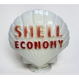 An original Shell Economy opaque glass petrol pump globe, the underside printed ‘HAILWARE, British