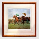 Four various horse racing prints including a limited edition print after Claire Eva Burton,