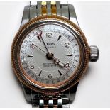 A ladies bi-colour stainless steel Oris Big Crown Pointer date wristwatch, the silvered dial with