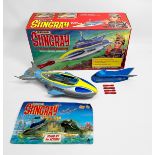 A boxed Matchbox Stingray Action Submarine with firing missiles, lacking one missile, and a Matchbox