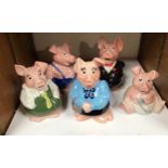 A set of five Wade porcelain NatWest money box pigs (one AF)