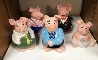 A set of five Wade porcelain NatWest money box pigs (one AF)