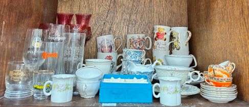 A quantity of mixed ceramics and glassware, to include, various royal commemorative cups, saucers,