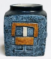 A Troika Pottery marmalade pot decorated by Simone Kilburn, with incised and painted abstract